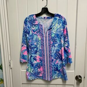 Lilly Pulitzer Vibrant Blue and Pink vneck